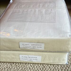 Classic Hemstitch Ivory Twin Sheet Set